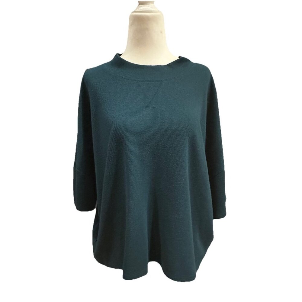 Victoria's Secret Cropped Waffle Knit Thermal Top Sz XL Teal Loungewear